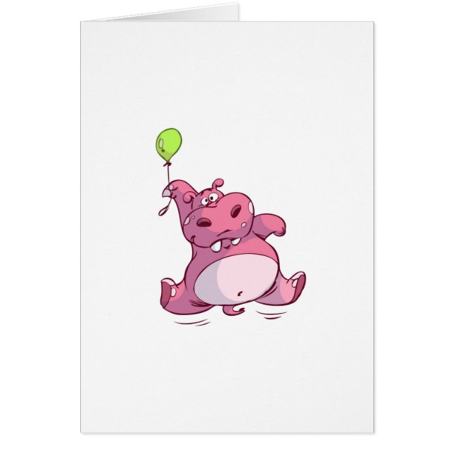 CUTE PINK HIPPO ON BALLOON (Front)