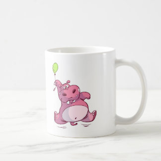 CUTE PINK HIPPO ON BALLOON COFFEE MUG