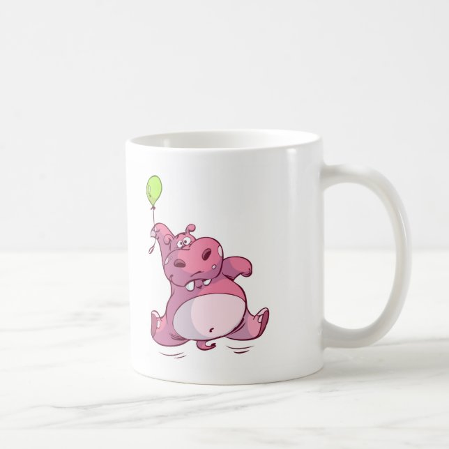 CUTE PINK HIPPO ON BALLOON COFFEE MUG (Right)