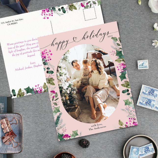 Cute Pink Holidays Photo Postcard (Creator Uploaded)