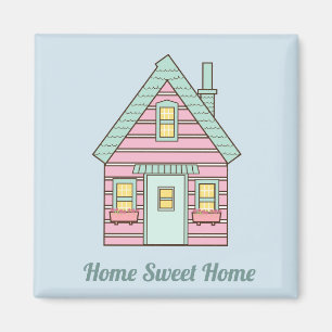 Cute Pink House Home Sweet Home Magnet