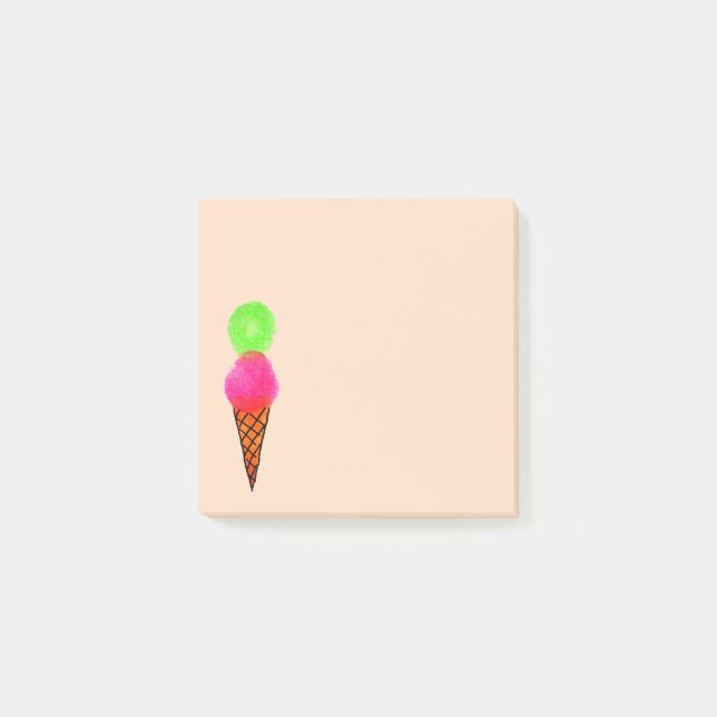 Cute pink ice-cream art stationery post-it notes (Front)