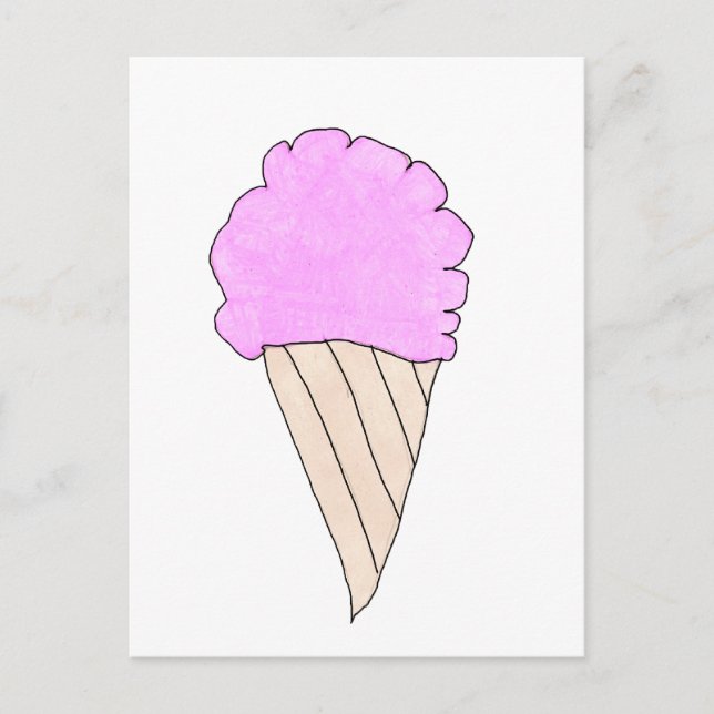 Cute Pink Ice Cream Cone Postcard (Front)
