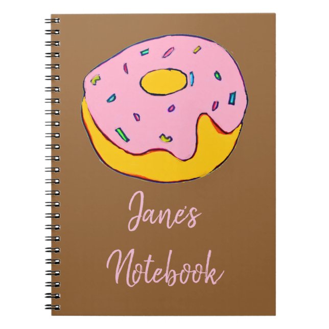 Cute pink icing doughnuts sweet dessert art notebook (Front)