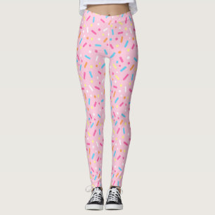 Cute Pink Icing with Sprinkles Doughnut Leggings