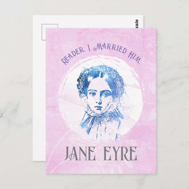 Cute Pink Jane Eyre Portrait Reader I Married Him Postcard (Front/Back)