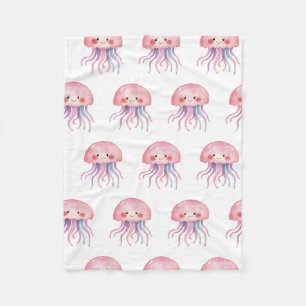Cute Pink Jellyfish Fleece Blanket