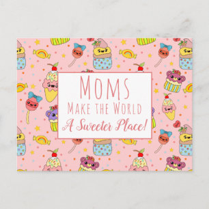 Cute Pink Kawaii Cupcake Happy Mother's Day Postcard