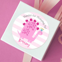 Cute Pink Kawaii Dinosaur Girl Birthday Thank You