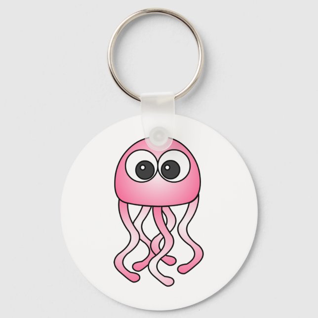 Cute Pink Kawaii Jellyfish Keychain (Front)