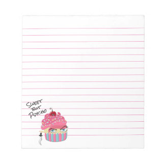 Cute Pink Kawaii Killer Cupcake Halloween Party Notepad