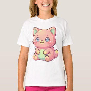 Cute Pink Kawaii Kitten Clipart - Pastel Kitty Ill T-Shirt