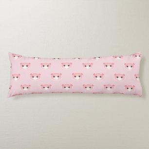 Cute Pink Kawaii Pig Illustration Body Cushion