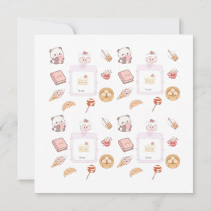 Cute Pink Kawaii Sweet Treats Dessert Design Invitation