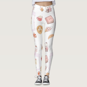 Cute Pink Kawaii Sweet Treats Dessert Design Leggings