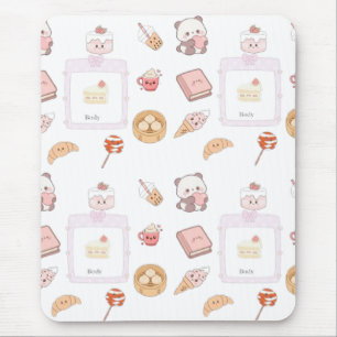 Cute Pink Kawaii Sweet Treats Dessert Design Mouse Pad
