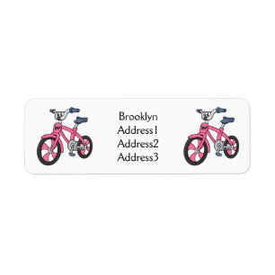 Cute pink kids bicycle cartoon illustration