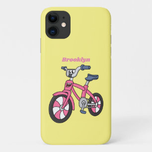Cute pink kids bicycle cartoon illustration Case-Mate iPhone case