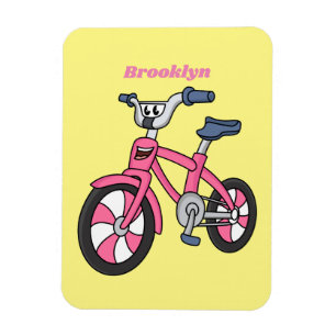 Cute pink kids bicycle cartoon illustration magnet