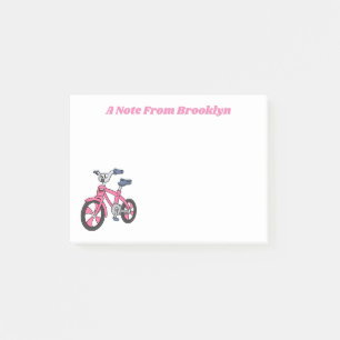 Cute pink kids bicycle cartoon illustration post-it notes