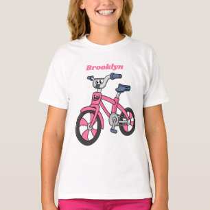 Cute pink kids bicycle cartoon illustration  T-Shirt