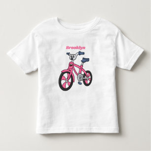 Cute pink kids bicycle cartoon illustration toddler T-Shirt