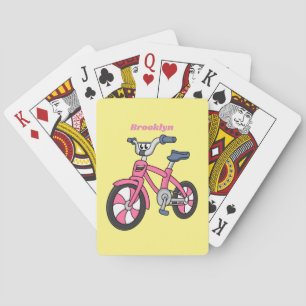Cute pink kids cartoon illustration playing cards