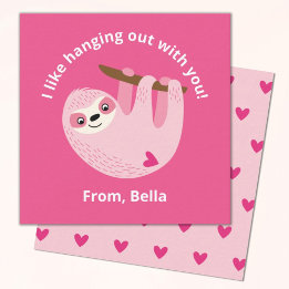 Cute Pink Kids Valentine  Note Card