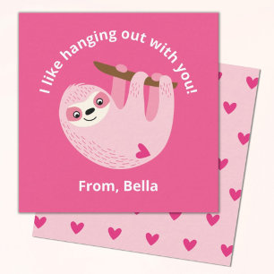 Cute Pink Kids Valentine  Note Card