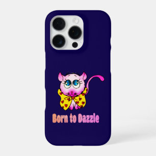 Cute Pink Kitty - Born to Dazzle Art iPhone 16 Pro Case