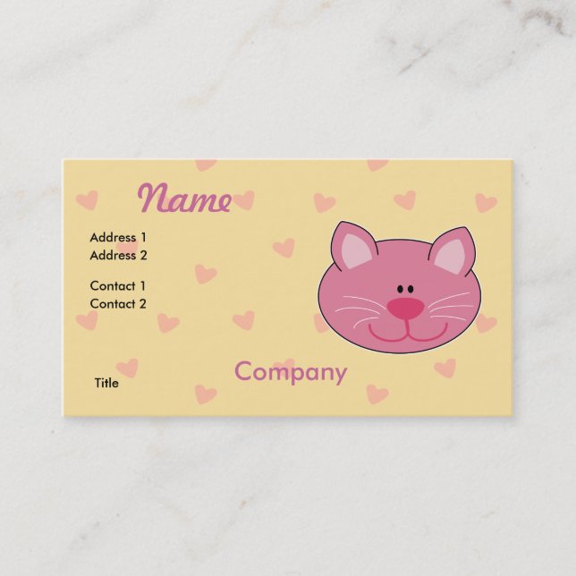 Cute Pink Kitty Cat Business Card (Front)