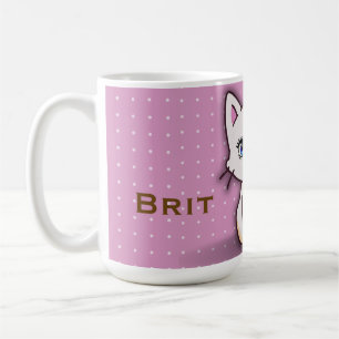 Cute Pink Kitty Cat Personalised Name Coffee Mug