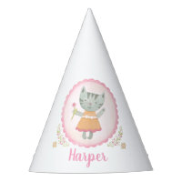 Cute Pink Kitty Personalised Party Hat