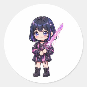 Cute Pink KPop Demon Hunter T-Shirt - Kawaii Anime Classic Round Sticker