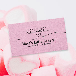 Cute Pink Kraft Heart Bakery Pastry Chef Business Card
