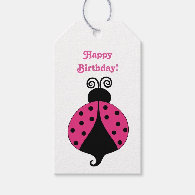 Cute Pink Lady Bug Gift Tags (Front)