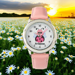 Cute pink ladybug add name watch<br><div class="desc">design by www.etsy.com/Shop/TreasureBoxDigitals</div>