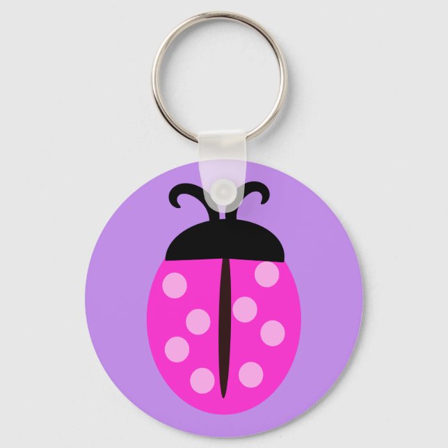 Cute Pink Ladybug Key Ring (Front)