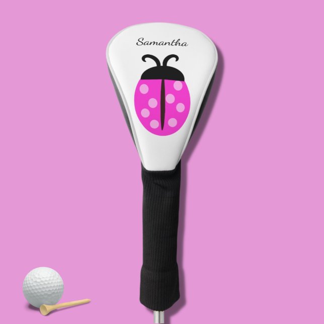 Cute Pink Ladybug Name  Golf Head Cover (Creator Uploaded)