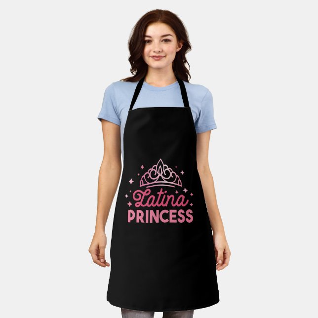 Cute Pink Latina Princess Crown Apron (Worn)