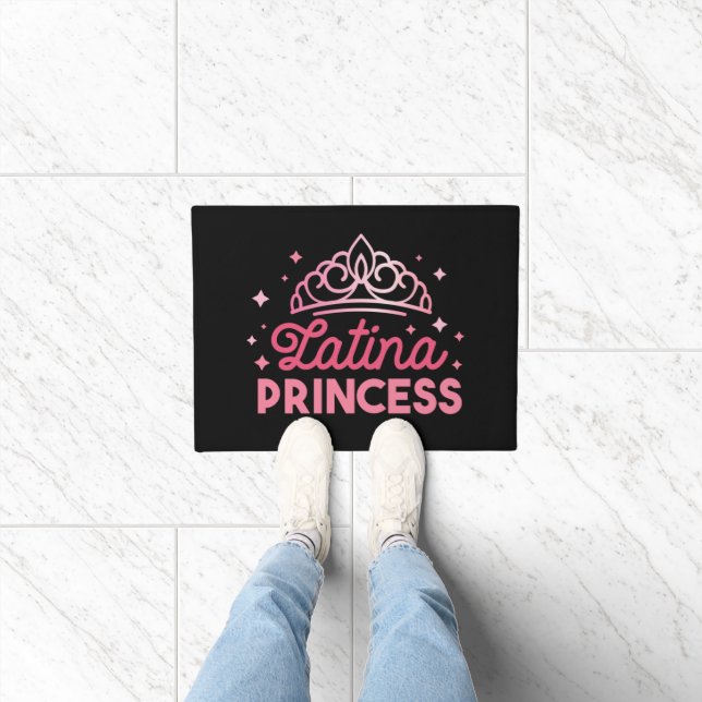 Cute Pink Latina Princess Crown Doormat (Indoor)