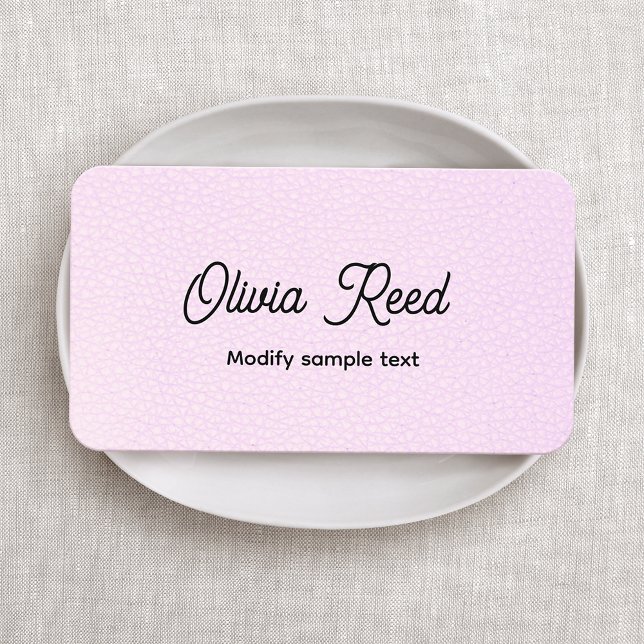 Cute Pink Leather Script Business Card (Creator Uploaded)