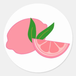 Cute Pink Lemon Classic Round Sticker