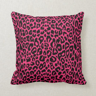 Cute Pink Leopard Print Cotton Throw Pillow