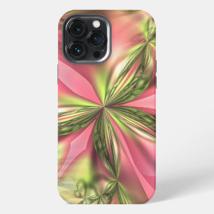 Cute Pink Lime Green Butterfly Fractals Pattern iPhone 13 Pro Max Case
