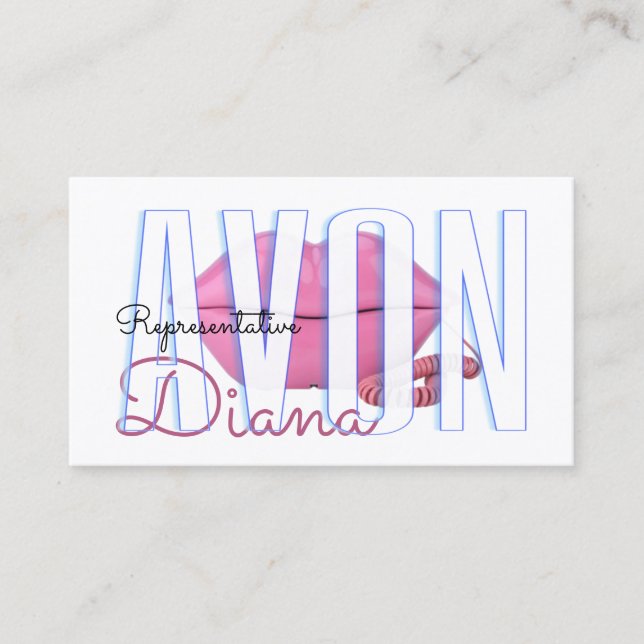 Cute pink lips phone Avon Business Card (Front)
