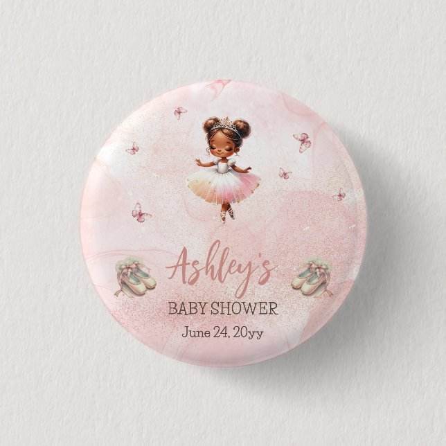Cute Pink Little Ballerina Tutu Girl Baby Shower 3 Cm Round Badge (Front)