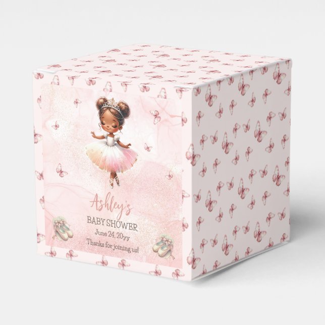 Cute Pink Little Ballerina Tutu Girl Baby Shower Favour Box (Front Side)