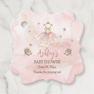 Cute Pink Little Ballerina Tutu Girl Baby Shower Favour Tags