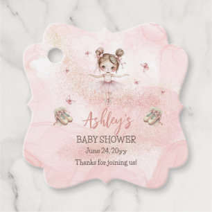 Cute Pink Little Ballerina Tutu Girl Baby Shower Favour Tags